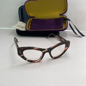 New Authentic GUCCI GG1083O 002 SHINY FLAMED BLACK AND PINK Eyeglasses